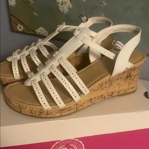 Brand new in box girls size 5 white wedge